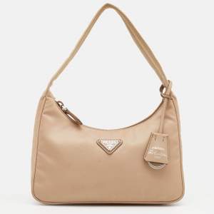 Pre Owned Prada Cameo Beige Nylon Re-Edition 2000 Mini Shoulder Bag