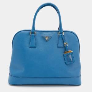 Pre Owned Prada Blue Saffiano Lux Leather Open Promenade Satchel