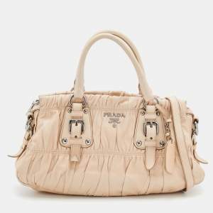 Pre Owned Prada Cream Leather Gaufre Satchel