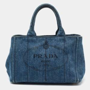 Pre Owned Prada Blue Denim Canapa Tote