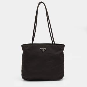 Pre Owned Prada Brown Tessuto Nylon Tote 