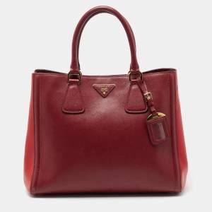 Pre Owned Prada Burgundy/Red Saffiano Leather Tote