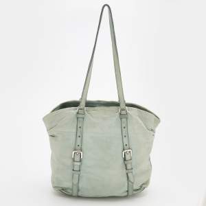 Pre Owned Prada Mint Green Leather Vintage New Look Tote