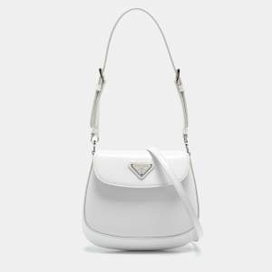 Pre Owned Prada White Leather Mini Crossbody Bag