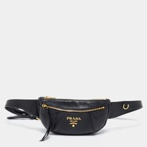 Prada Black Vitello Daino Leather Belt Bag