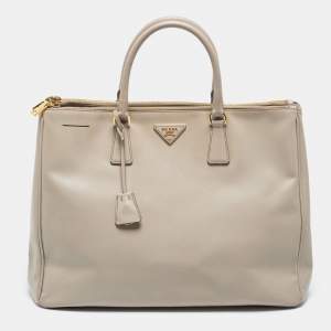 Pre Owned Prada Grey Saffiano Lux Leather Executive Galleria Tote