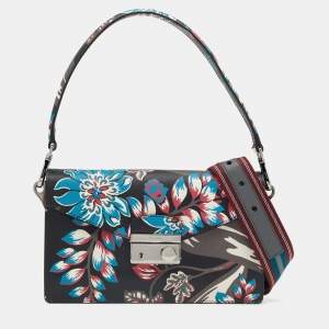 Pre Owned Prada Multicolor Floral Print Leather Sound Shoulder Bag