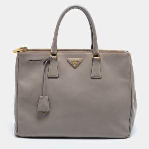 Pre Owned Prada Dark Beige Saffiano Lux Leather Large Galleria Tote