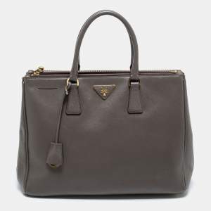 Pre Owned Prada Grey Saffiano Leather Large Galleria Tote