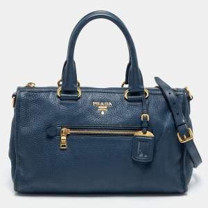 Pre Owned Prada Blue Leather Phenix Tote