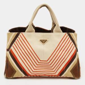 Pre Owned Prada Multicolor Printed Canvas Large Canapa Tote