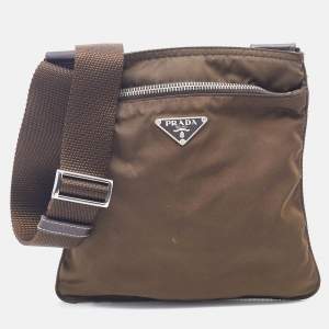 Prada  Dark Olive Nylon Messenger Bag