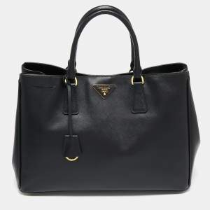 Pre Owned Prada Black Saffiano Leather Gardener's Tote