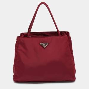 Pre Owned Prada Red Tessuto Nylon Tote