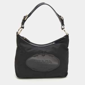 Pre Owned Prada Black Nylon Hobo