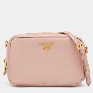 Pre Owned Prada Light Pink Saffiano Leather Mini Camera Crossbody Bag