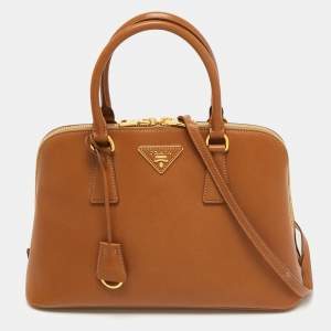 Pre Owned Prada Brown Saffiano Leather  Medium Promenade Satchel