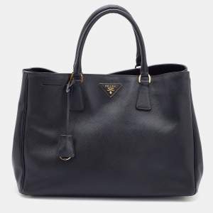 Pre Owned Prada Black Saffiano Leather Large Gardener's Tote
