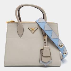 Pre Owned Prada Grey Saffiano Leather Paradigme Tote