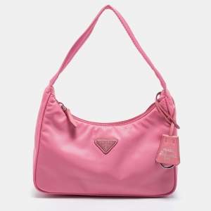 Pre Owned Prada Pink Nylon Mini Re-Edition 2000 Shoulder Bag