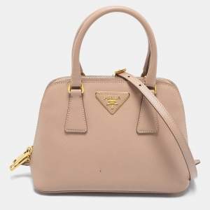 Prada Beige Saffiano Lux Leather Small Promenade Satchel