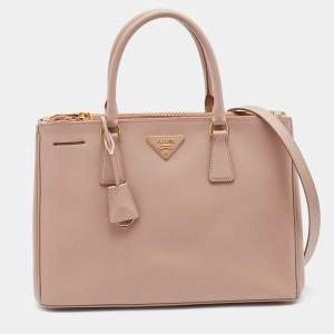 Prada Beige Saffiano Leather Medium Galleria Double Zip Tote