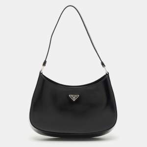 Pre Owned Prada Black Patent Leather Cleo Hobo