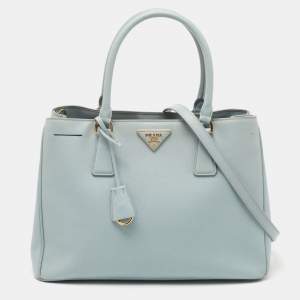 Prada Light Blue Saffiano Leather Middle Zip Tote