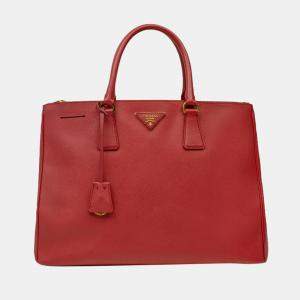 Prada Red Saffiano Leather Large Galleria Tote Bag