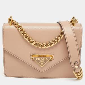 Prada Pink Leather Flip Lock Chain Shoulder Bag