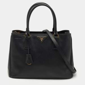 Prada Black Saffiano Lux Leather Medium Galleria Zip Tote
