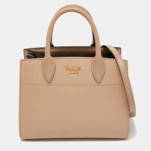 Prada Beige Saffiano Leather Bibliotheque Tote