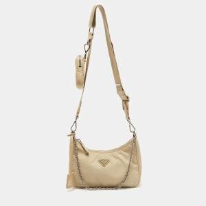 Prada Beige Nylon and Leather Re-Edition 2005 Shoulder Bag
