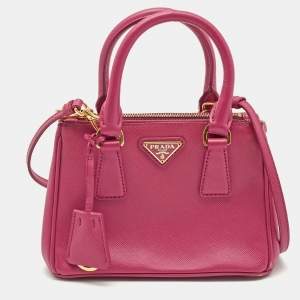 Prada Fuchsia Saffiano Lux Leather Mini Galleria Tote