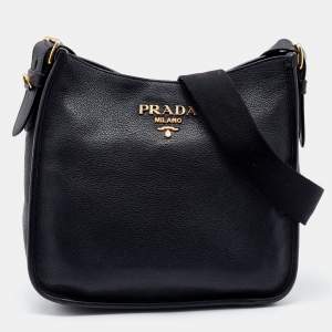 Prada Black Vitello Daino Leather Shoulder Bag