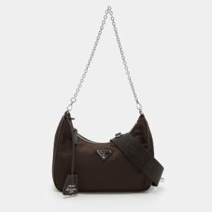 Prada Brown Nylon and Leather Re-Edition 2005 Shoulder Bag