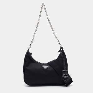 Prada Black Nylon and Leather Re-Edition 2005 Shoulder Bag