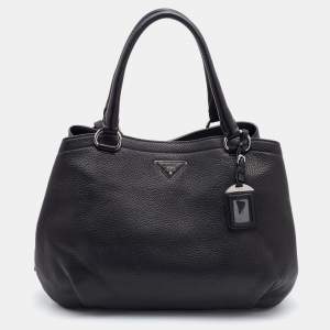 Prada Black Diano Leather Top Zip Bag