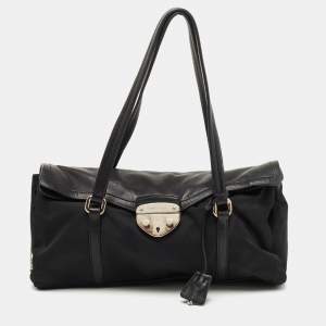 Pre Owned Prada Black Nylon and Leather Easy Shoulder Bag