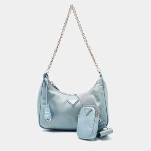 Prada Blue Nylon and Leather Re-Edition 2005 Shoulder Bag