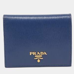 Prada Blue Leather Bifold Wallet