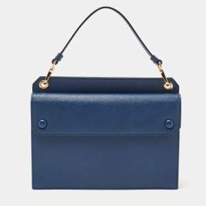 Prada Blue Saffiano Leather Crossbody Bag