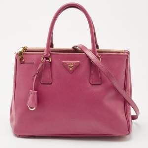 Prada Pink Saffiano Lux Leather Medium Double Zip Tote