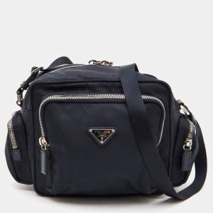 Prada Navy Blue Tessuto Nylon Multipocket Crossbody Bag