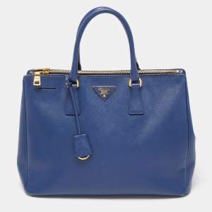 Prada Navy Blue Saffiano Lux Leather Large Galleria Double Zip Tote