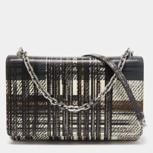 Pre Owned Prada Multicolor Tartan Plaid Saffiano Leather Flap Shoulder Bag
