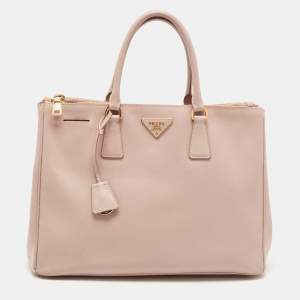 Prada Beige Saffiano Lux Leather Large Double Zip Tote