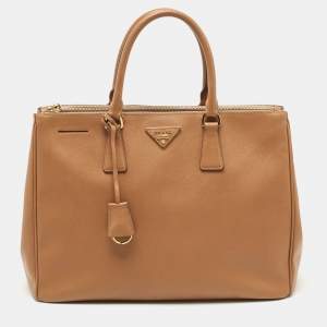 Prada Tan Saffiano Leather Medium Galleria Double Zip Tote