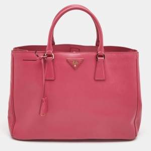 Pre Owned Prada Pink Saffiano Lux Leather Large Gardener's Tote