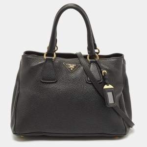 Prada Black Vitello Daino Leather Tote